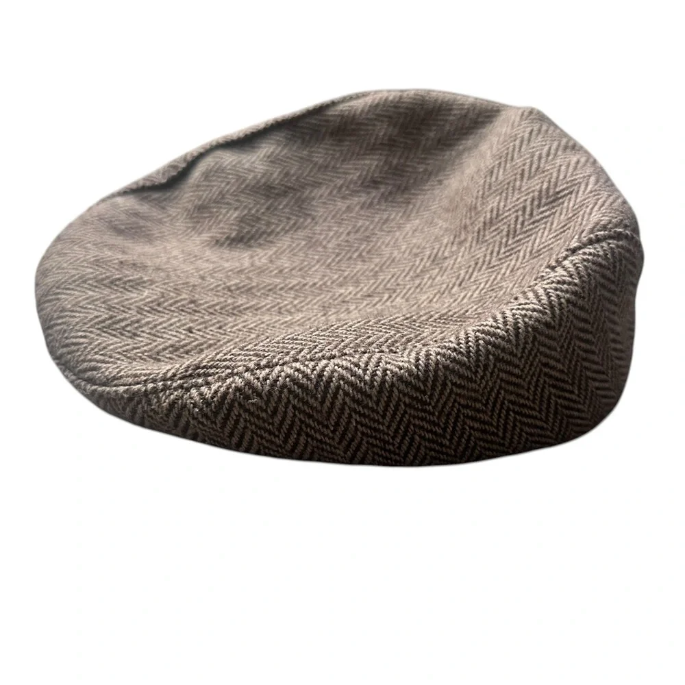 Vintage Herringbone Tweed Newsboy Flat Cap Pinky Blinders Size Large Made In USA